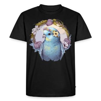 Perruche mignonne Budgie Bird Fleur Couronne Oiseaux de compagnie - T-shirt Premium bio Homme - noir - Devant - Nico (187cm)