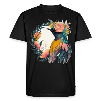 Mignon Oiseau De Paradis Fleur Fleur Couronne Oiseaux de compagnie - T-shirt Premium bio Homme - noir - Devant - Nico (187cm)