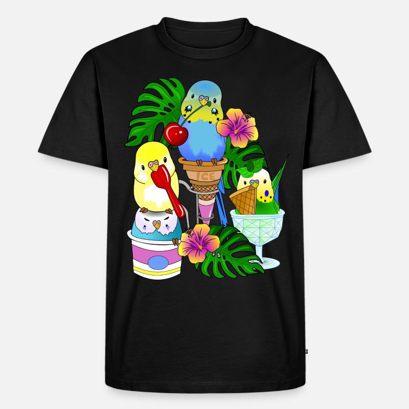 Wellensittich Eis Eiscreme - Männer Premium Bio T-Shirt - Schwarz