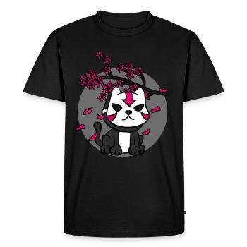 Japonais Oni Masque Chat et Cherry Blossom Anime - T-shirt Premium bio Homme - noir - Devant - Nico (187cm)