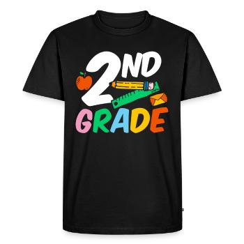 Second Grade Second Grader Teacher Student School - Men's Premium Organic T-Shirt - black - Front - Nico (187cm)