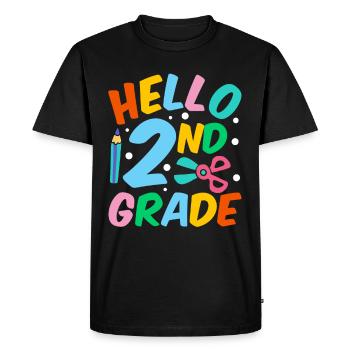 Hello 2nd Grade Second Grade Second Grader - Men's Premium Organic T-Shirt - black - Front - Nico (187cm)