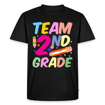 Team Second Grade Teacher Second Grader School - Men's Premium Organic T-Shirt - black - Front - Nico (187cm)