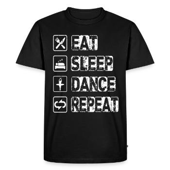 Manger dormir Danse Répéter - T-shirt Premium bio Homme - noir - Devant - Nico (187cm)