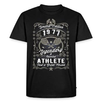 Vintage 1977 Tennis Anniversaire Cadeau Hobby - T-shirt Premium bio Homme - noir - Devant - Nico (187cm)