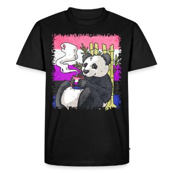 Gender Fluid Pride Flag Panda Coffee Sublte - Men's Premium Organic T-Shirt - black - Front - Nico (187cm)