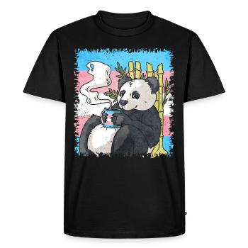 Transgender Pride Trans Flag Panda Coffee Sublte - Men's Premium Organic T-Shirt - black - Front - Nico (187cm)