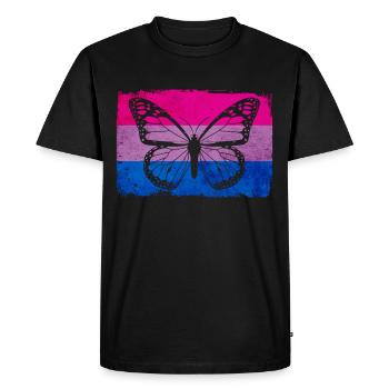 Bi Pride Bisexual Flag Butterfly Sublte LGB - Men's Premium Organic T-Shirt - black - Front - Nico (187cm)