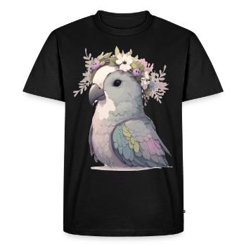 Mignon moine perruche perroquet perroquet oiseau fleur couronne - T-shirt Premium bio Homme - noir - Devant - Nico (187cm)