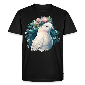 Mignon pigeon blanc pigeon oiseau couronne couronne oiseaux de compagnie - T-shirt Premium bio Homme - noir - Devant - Nico (187cm)
