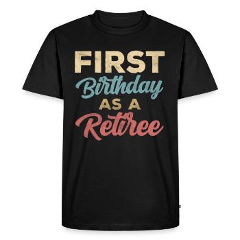Premier anniversaire en tant que pensionnée enceinte - T-shirt Premium bio Homme - noir - Devant - Nico (187cm)