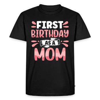 Premier anniversaire En tant que mère disant enceinte - T-shirt Premium bio Homme - noir - Devant - Nico (187cm)
