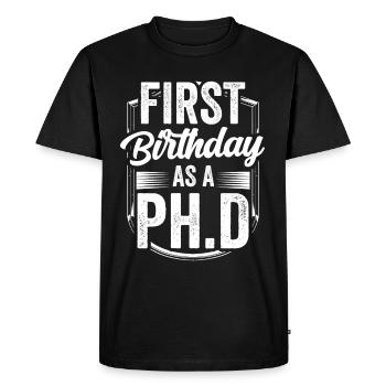 Premier anniversaire en tant que doctorante Dictons enceintes - T-shirt Premium bio Homme - noir - Devant - Nico (187cm)