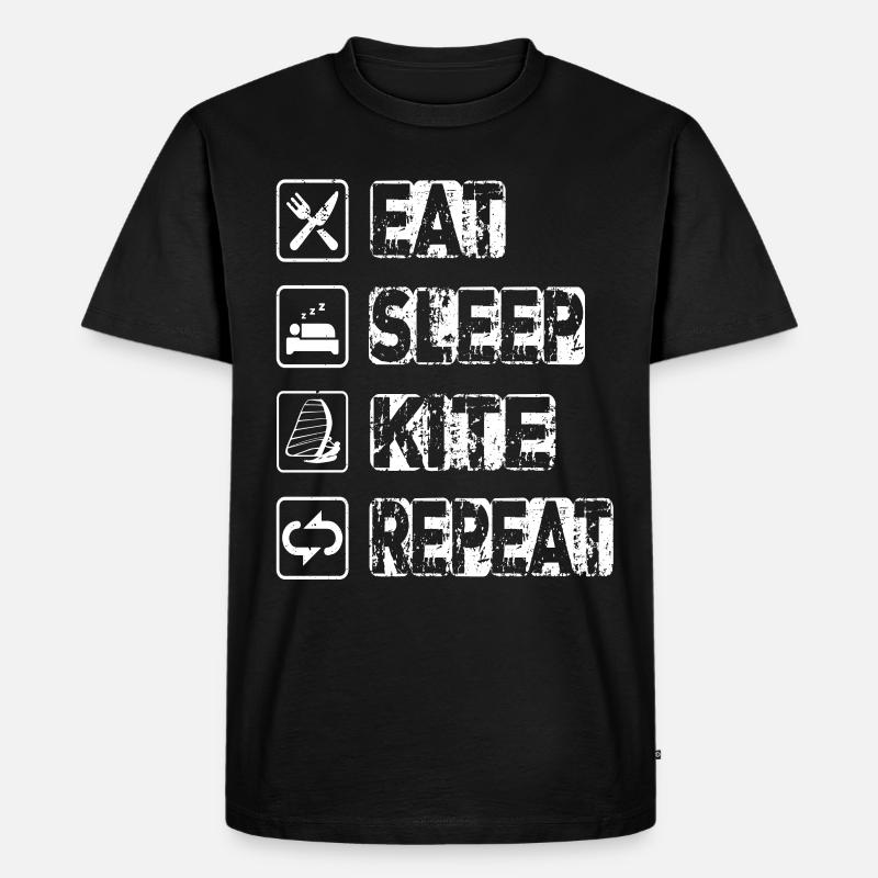 Eat Sleep Kite Repeat - Männer Premium Bio T-Shirt - Schwarz