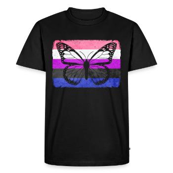 Gender Fluid Pride Flag Butterfly Sublte - Men's Premium Organic T-Shirt - black - Front - Nico (187cm)