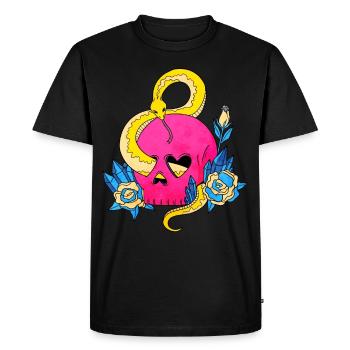 Pansexual Pride Pan Flag Skull Snakes Pink - Men's Premium Organic T-Shirt - black - Front - Nico (187cm)