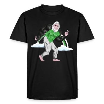 Demiromantic Pride Flag Arc-en-ciel Bigfoot Sas - T-shirt Premium bio Homme - noir - Devant - Nico (187cm)