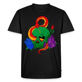 Gay Pride Rainbow Flag Skull Snake - T-shirt Premium bio Homme - noir - Devant - Nico (187cm)