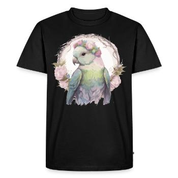 Aquarelle Moine Couronne Couronne Perruche Quaker Parro - T-shirt Premium bio Homme - noir - Devant - Nico (187cm)