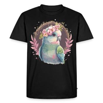 Mignon Perruche Oiseau Fleur Couronne Oiseaux de compagnie - T-shirt Premium bio Homme - noir - Devant - Nico (187cm)