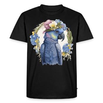 Mignon Jacinthe Ara Perroquet Oiseau Fleur Couronne Bet B - T-shirt Premium bio Homme - noir - Devant - Nico (187cm)