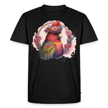 Cute Lorykeet Parrot Red Lory Bird Flower Crown Pe - Men's Premium Organic T-Shirt - black - Front - Nico (187cm)