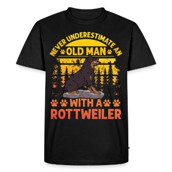 Ne sous-estimez jamais un vieil homme avec un Rottweiler - T-shirt Premium bio Homme - noir - Devant - Nico (187cm)