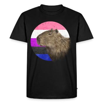 Genre Fluid Pride Flag Capybara Sublte LGBT - T-shirt Premium bio Homme - noir - Devant - Nico (187cm)