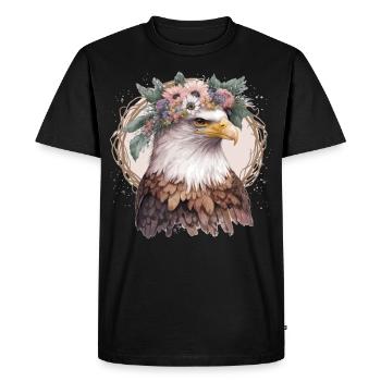 Aquarelle Pygargue à tête blanche Fleur Couronne Floral Oiseau Wat - T-shirt Premium bio Homme - noir - Devant - Nico (187cm)