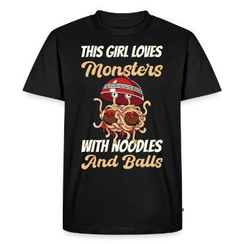 The Flying Spaghetti Monster - Men's Premium Organic T-Shirt - black - Front - Nico (187cm)
