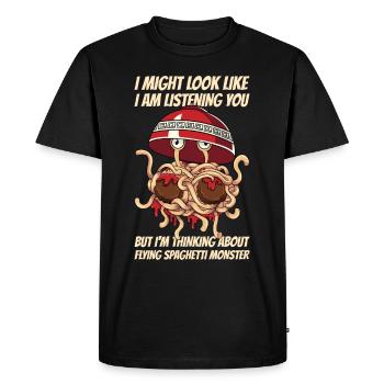 FSM Pastafarian - Men's Premium Organic T-Shirt - black - Front - Nico (187cm)
