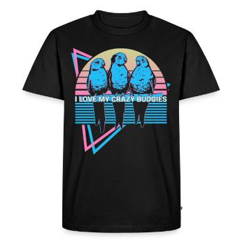 Budgie Parakeet Retro - Men's Premium Organic T-Shirt - black - Front - Nico (187cm)