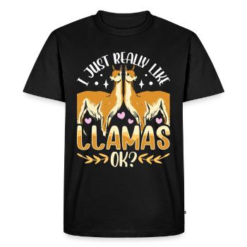 J’aime beaucoup les lamas - T-shirt Premium bio Homme - noir - Devant - Nico (187cm)