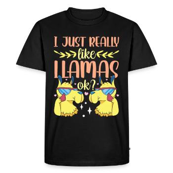 J’aime beaucoup les lamas animaux lama lama - T-shirt Premium bio Homme - noir - Devant - Nico (187cm)