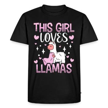 Cette fille aime l’animal du lama Llama Lama - T-shirt Premium bio Homme - noir - Devant - Nico (187cm)