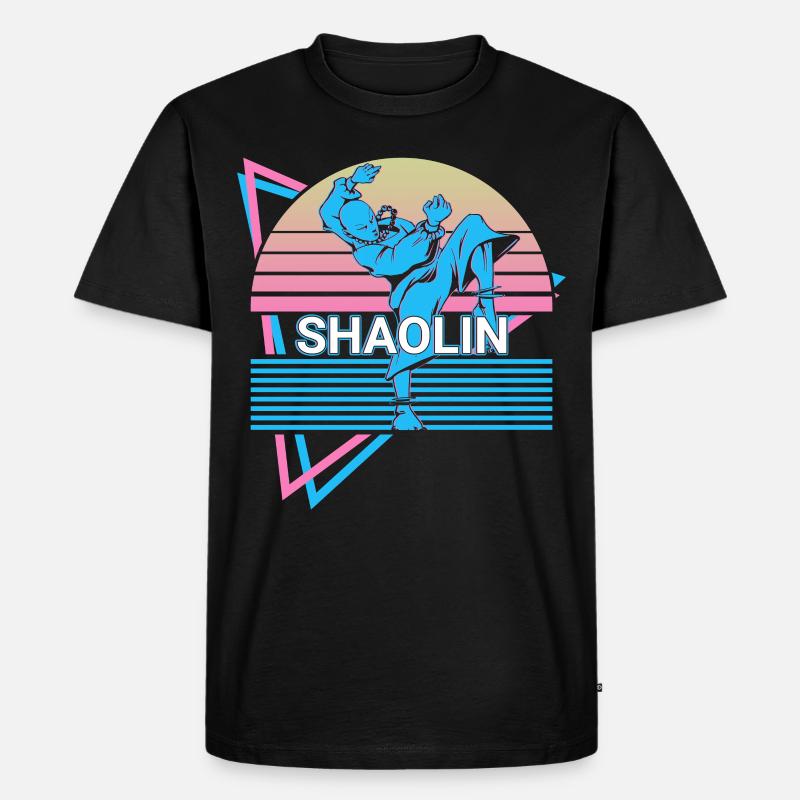 Kung Fu Retro - Männer Premium Bio T-Shirt - Schwarz