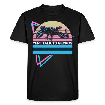 Gecko léopard Rétro - T-shirt Premium bio Homme - noir - Devant - Nico (187cm)