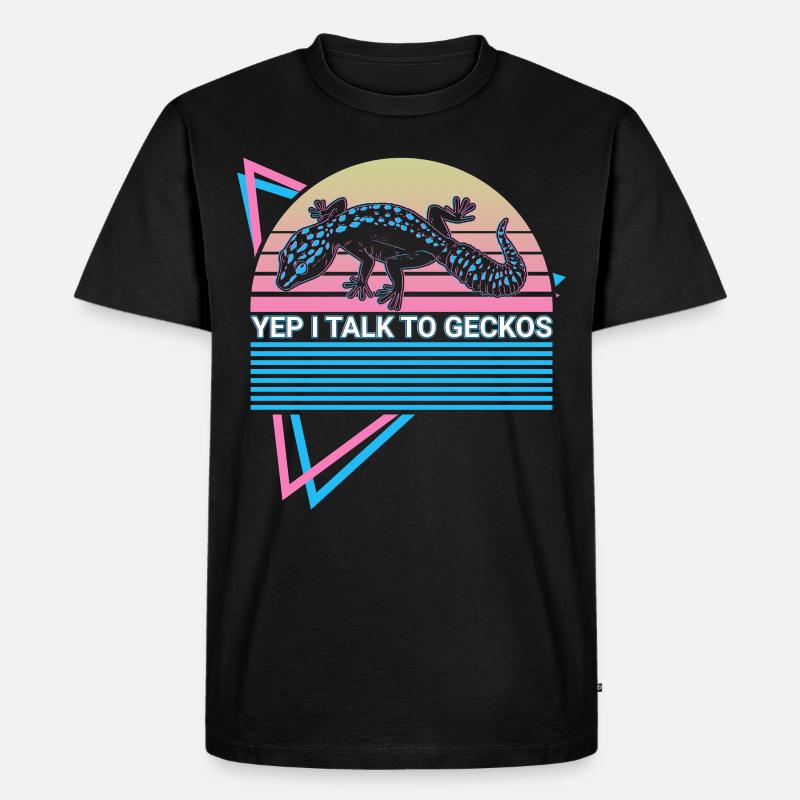 Leopard Gecko Retro - Männer Premium Bio T-Shirt - Schwarz