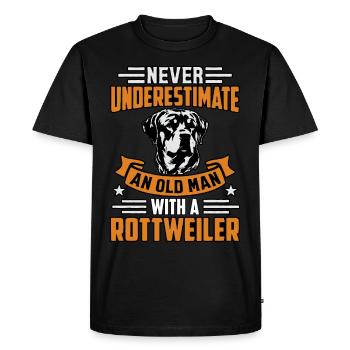 Ne sous-estimez jamais un vieil homme avec un Rottweiler - T-shirt Premium bio Homme - noir - Devant - Nico (187cm)