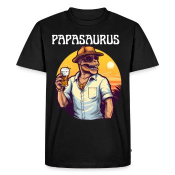 Motif Papasaurus Retro Vintage avec Père Dinosaure - T-shirt Premium bio Homme - noir - Devant - Nico (187cm)