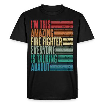 Vintage Firefighter Firefighter Gift Retro - Men's Premium Organic T-Shirt - black - Front - Nico (187cm)