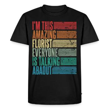 Vintage Fleuriste Fleuriste Cadeau Rétro - T-shirt Premium bio Homme - noir - Devant - Nico (187cm)