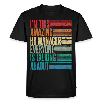 Vintage HR Manager HR Manager Cadeau Rétro - T-shirt Premium bio Homme - noir - Devant - Nico (187cm)