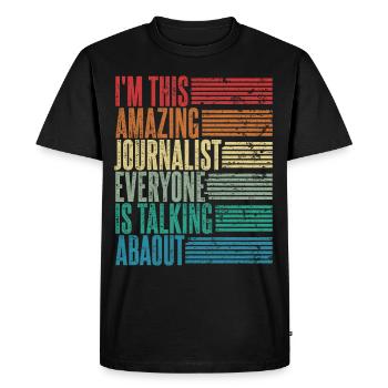 Vintage Journalist Journalist Gift Retro - Men's Premium Organic T-Shirt - black - Front - Nico (187cm)