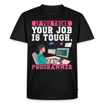 Software Developer Try Programmer Programmer - Men's Premium Organic T-Shirt - black - Front - Nico (187cm)