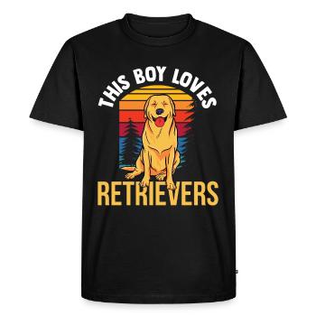 Ce garçon aime le chien retriever retrievers - T-shirt Premium bio Homme - noir - Devant - Nico (187cm)