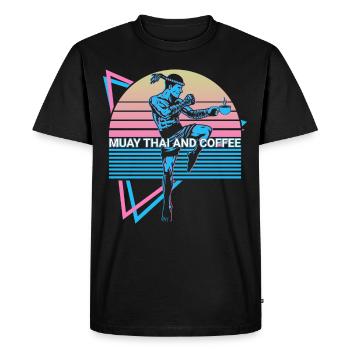 Muay Thai Kickboxing Retro - Men's Premium Organic T-Shirt - black - Front - Nico (187cm)