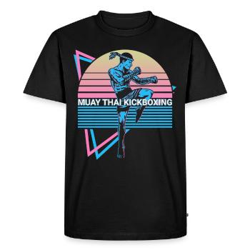 Muay Thai Kickboxing Retro - Men's Premium Organic T-Shirt - black - Front - Nico (187cm)