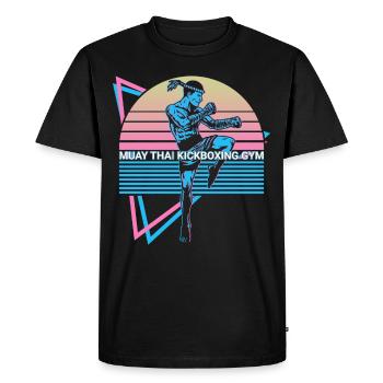 Muay Thai Kickboxing Retro - Men's Premium Organic T-Shirt - black - Front - Nico (187cm)