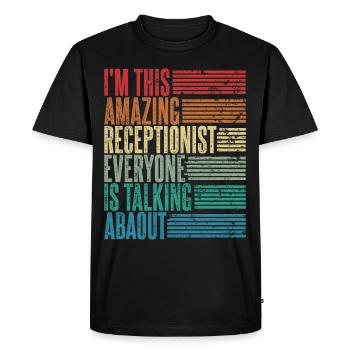 Réceptionniste Vintage Réceptionniste Cadeau Rétro - T-shirt Premium bio Homme - noir - Devant - Nico (187cm)